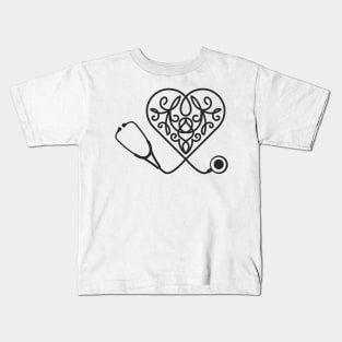 Floral Stethoscope. Cute Nurse. Medicine. Kids T-Shirt